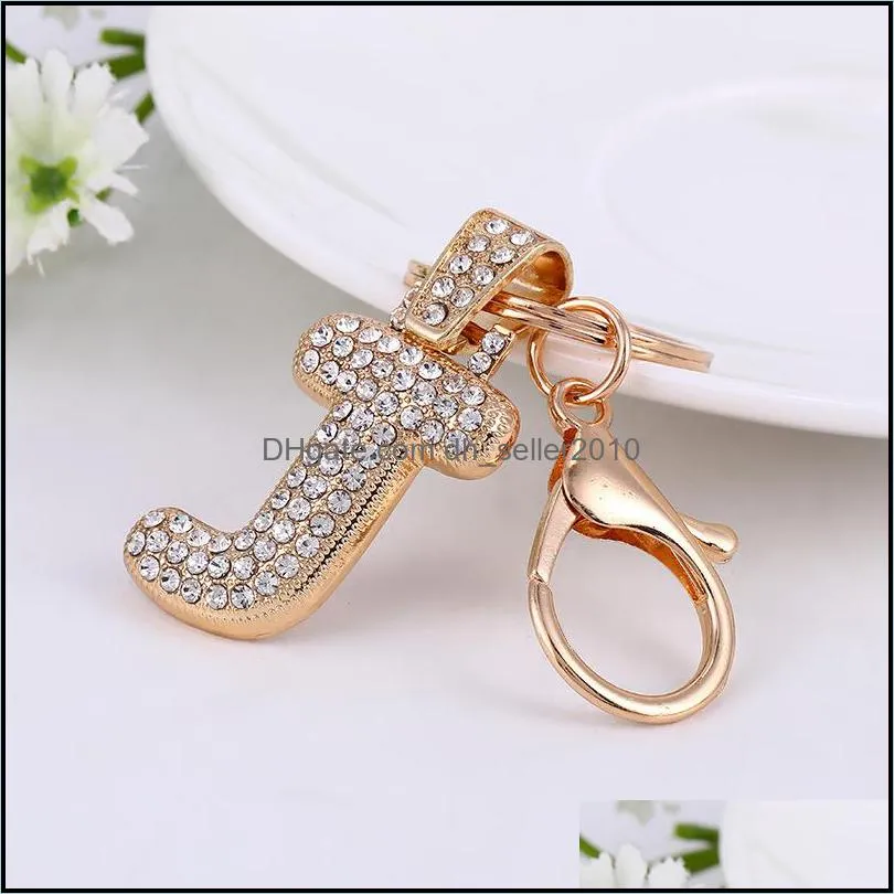 A-Z Letter Key chain Creative Rhinestone Crystal 26 English Letter Initial Resin Handbag Keyring Accessories For Women C3