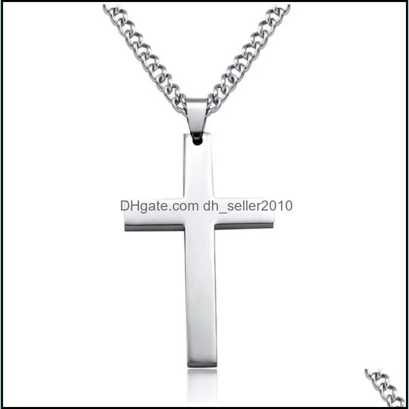 Stainless Steel Titanium Faith Crucifix Cross Pendant Necklace Choker Gold/Black Chain For Men Women Jewelry Jesus Prayer 1199 Q2