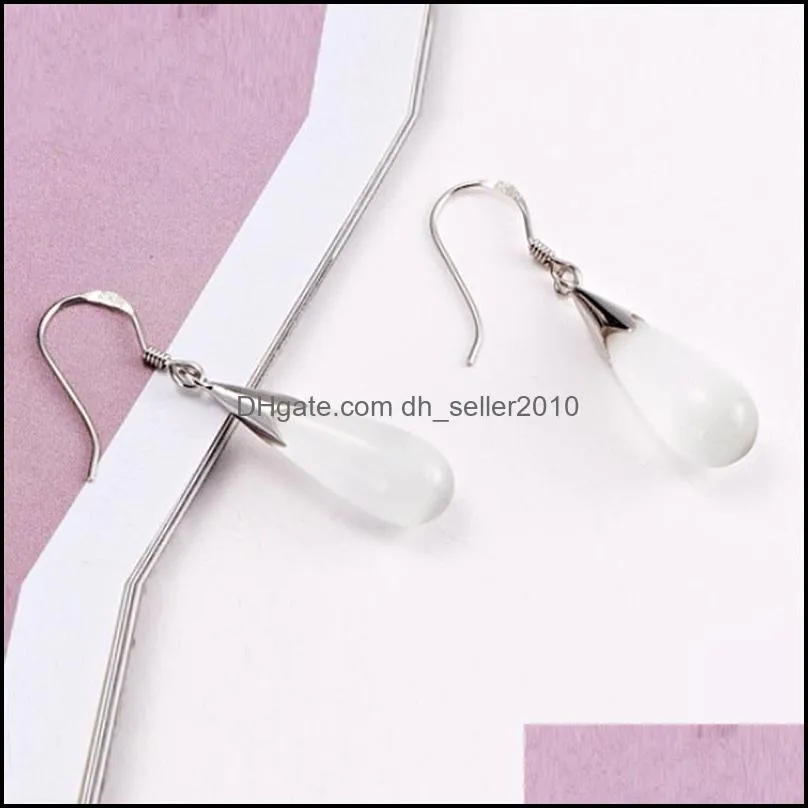 S925 Silver Earrings For Women Opal Pink White Cat Eyes Drop Dangle Earring Rose Gold Tassels Bridal Wedding Jewelry Wholesale C3