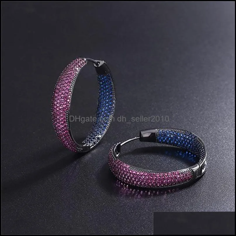 Trendy Circle Shape Cubic Zirconia Big Earrings For Women Charms Statement Engagement African Jewelry