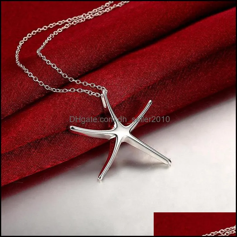 Fashion Jewelry 925 Sterling Silver Necklaces Charms Pendant Big Starfish Pendant 20PCS/Lot