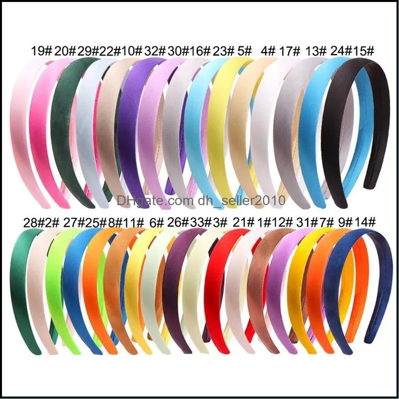 1.5CM Solid Color Plain Haribands Satin Headband Women Hair Accessories Girls Simple Headbands Head Hoop Tiaras C3