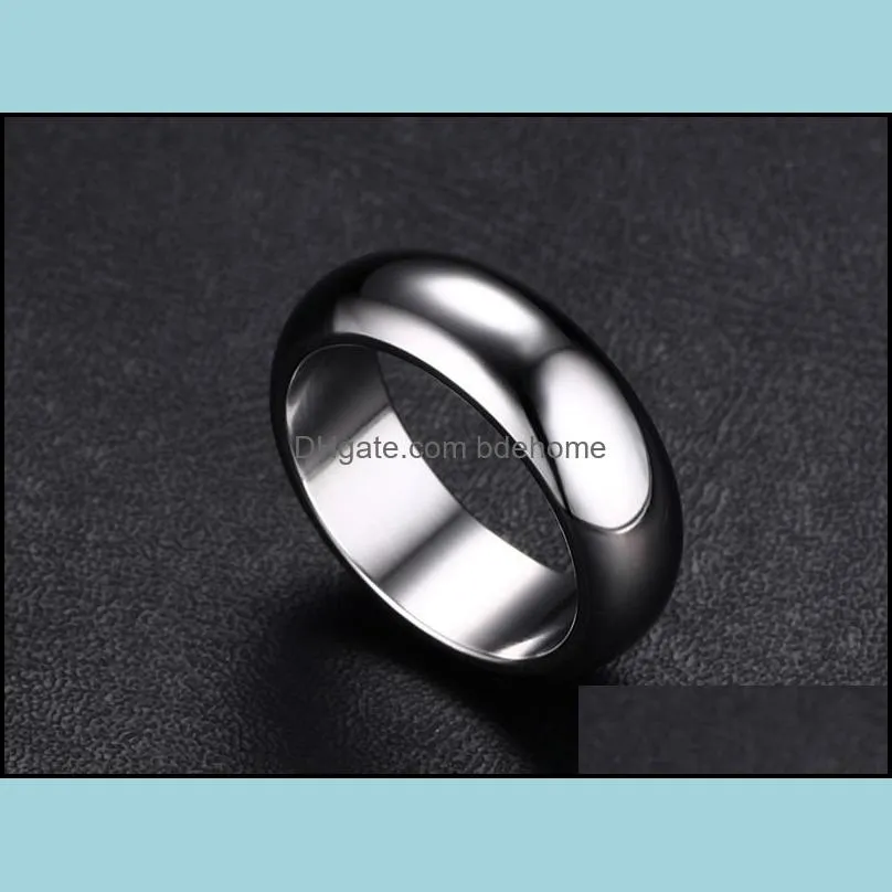 7mm Titanium Steel Round Finger Rings for Men Women Shinning Gold Sliver Black Rose Gold Blue Simple Wedding Ring