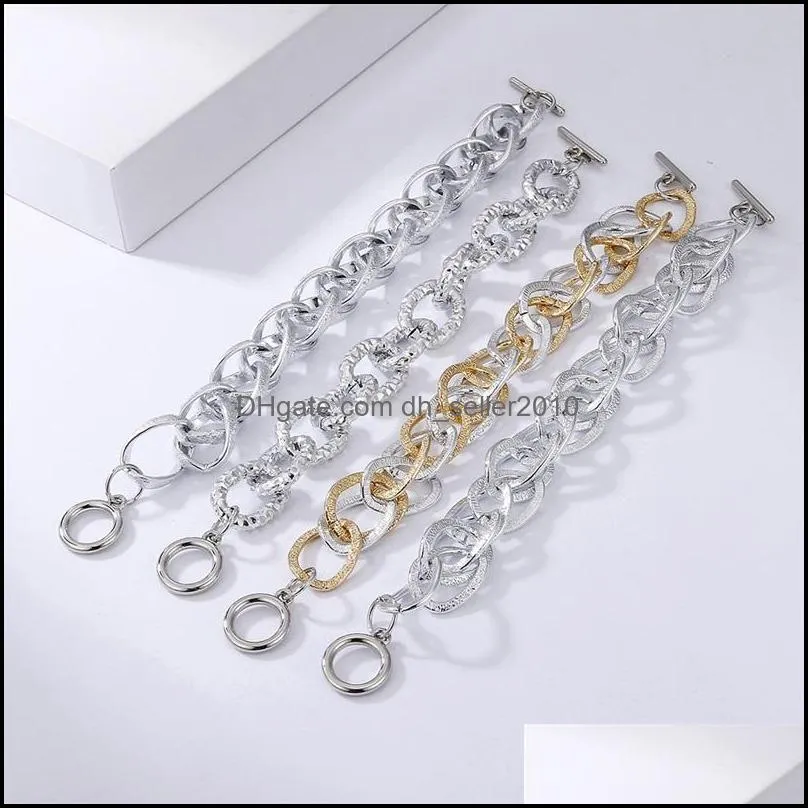 Multilayer hollow thick Matte Gold Silver Color Link Chain Bracelet for women Gifts Friends Jewelry Wholesale C3