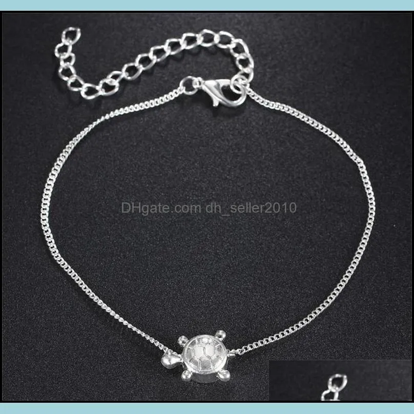 Boho Silver Turtle Anklets for Women Girl Bohemian Chain Anklet Beach Bracelet DIY Foot Jewelry Party C3