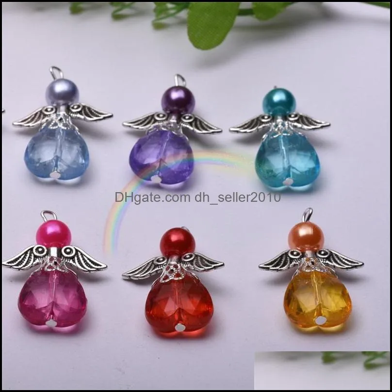 5PCS Mixed Dancing Angel Wings Heart Charms Pendants 35x25mm For Women Jewelry C3