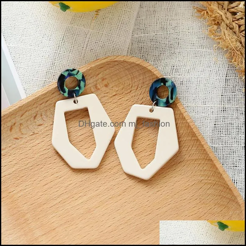 Yellow and White Acrylic Acetate Earrings for Women Geometric Irregular Hollow out Statement Long Earrings Fashion Jewelry Party Gfit