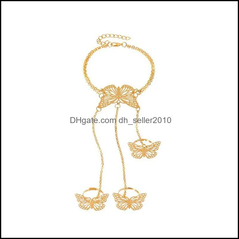 Hollow Butterfly Finger Bracelet Ins Style Ring Bracelet One Chain Fashion Jewelry Women Girl Accessories C3