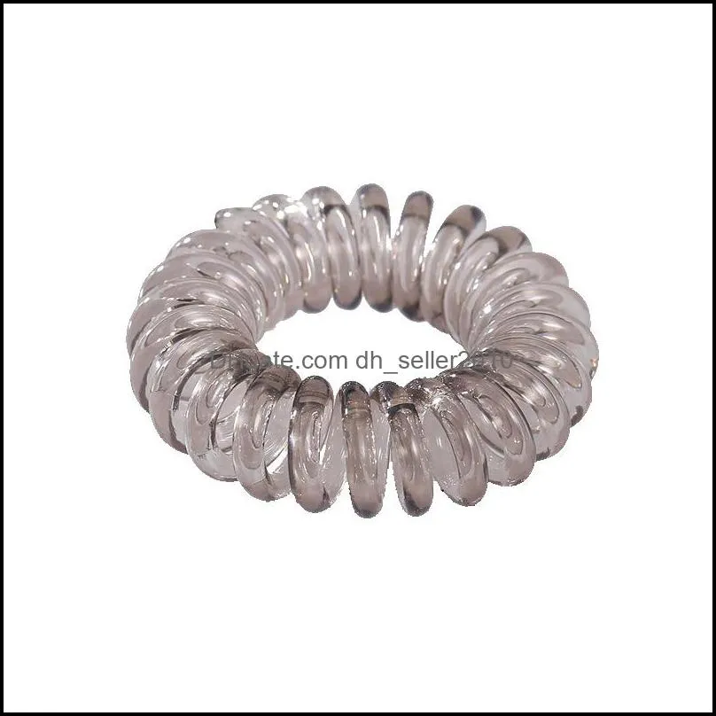 Telephone Wire Elastic Clear Hair Rubber Bands plastic No Crease Coil HairTie Ponytail HairAccessories C3