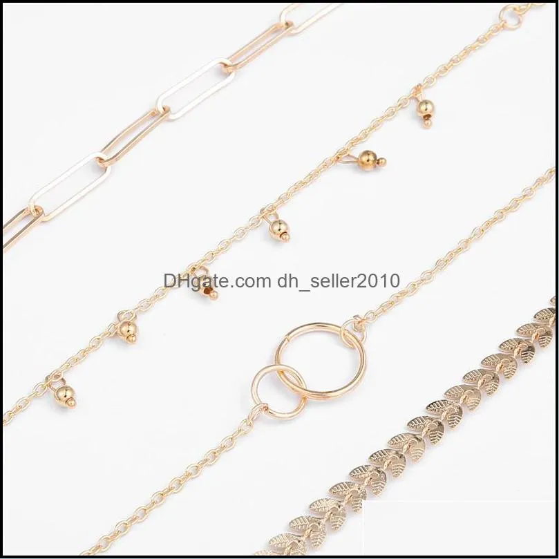 Charm Bracelets Fashion Bead For Women Gold Retro Sequins Double Circle Simple Adjustable Chain Bracelet Female Bohemia Jewelry C3