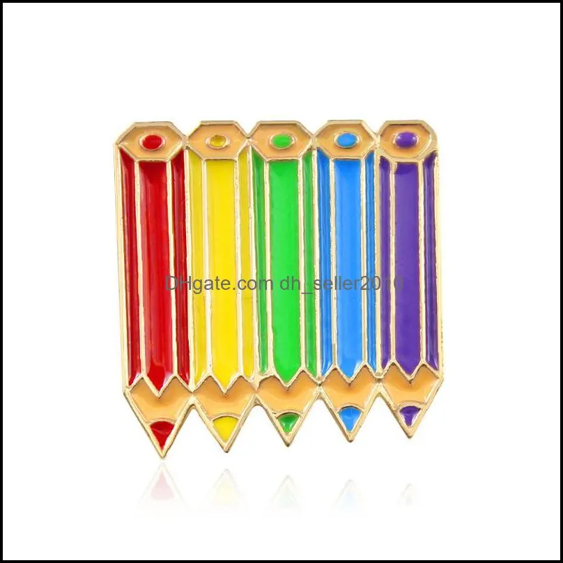 Color pencil purple blue green red yellow personality creative brooch cute cartoon special tide new lapels denim badge C3