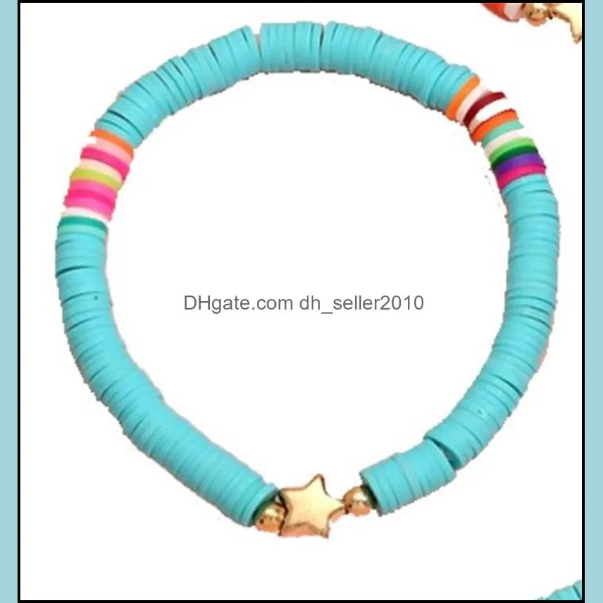 3pcs/set Colorful Polymer Clay Bracelet for Women Bohemian Golden Beads Star Charm Bracelets Female Jewelry Accessories C3