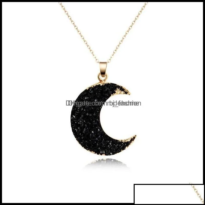 Pendant Necklaces Pendants Jewelry Simple Evil Eye Druzy Drusy Earrings Necklace Women Resin Imitation Natural Sto Dhjng