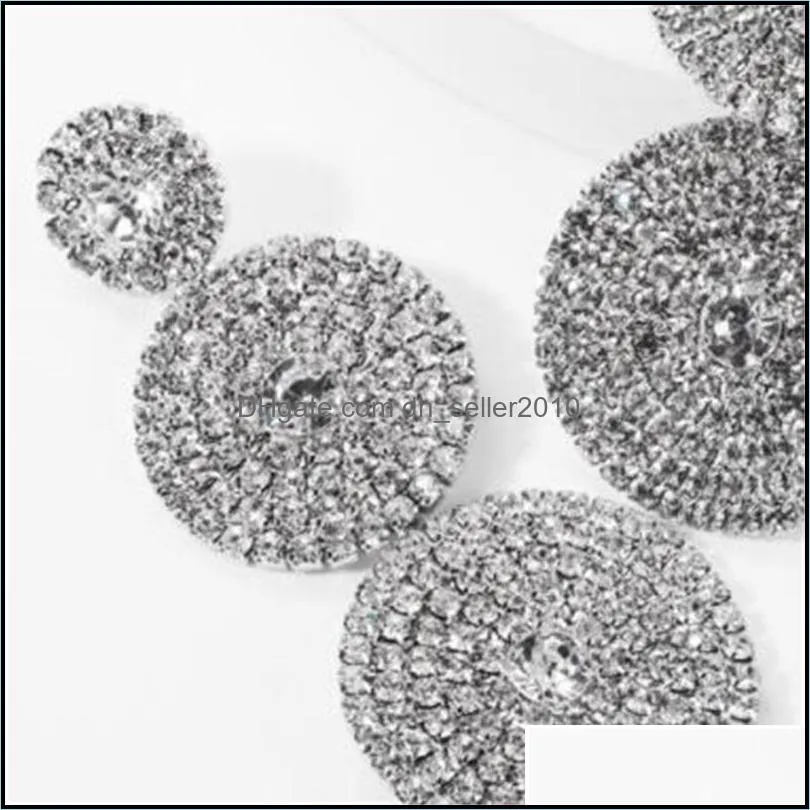 European Multi layer Round Drop Charm Earrings Women Shiny Rhinestone Geometric Dangle Earrings Party Jewelry Gifts 20211229 T2