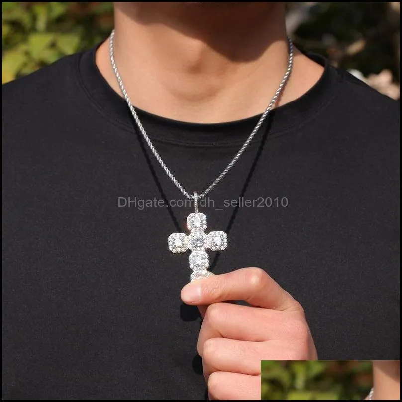 Iced Out Cross Pendant Gold Necklaces Fashion Mens Hip Hop Necklace Jewelry C3