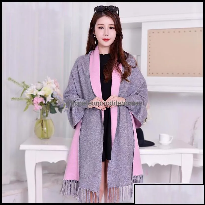 Scarves & Wraps Hats, Gloves Fashion Aessories Winter Ponchos Women Capes Luxury Pashmina Thick Warm Shawl And Ladies Solid Red Stole