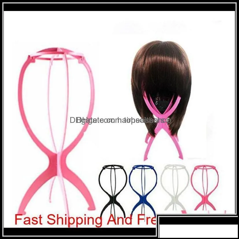 Wig Stand Hair Accessories Tools Products Rosy Black Blue And White Color Portable Folding Plastic Hat Holder Qylmdc Hairclippersshop