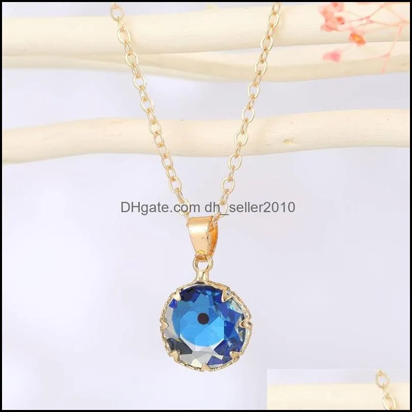 Fashion Jewelry Crystal Glass Evil Pendant Necklace Candy Color Blue Eyes Necklaces