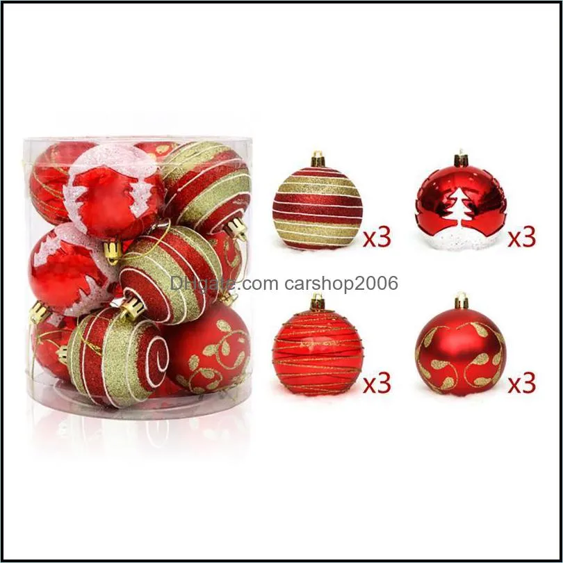 12PCS Sparkling Christmas Ball Ornament Creative Xmas Tree Decor Hanging Supplies For Home Garden 2021