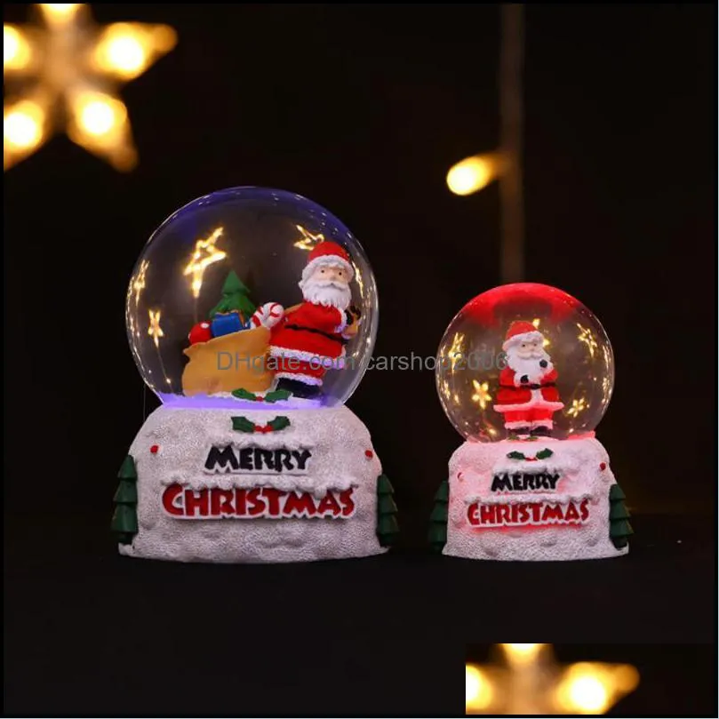 Christmas Glowing Crystal Snow Ball Santa Claus Glass Desktop Year Gift Home DecorationParty