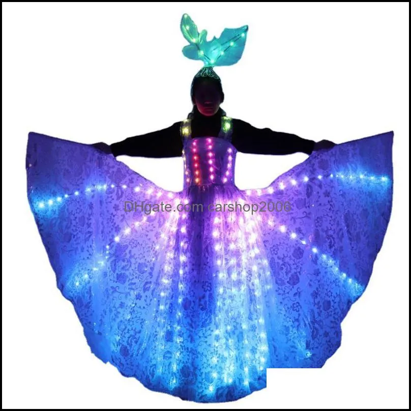 Ful Color Pixel LED Skirt Dreamy Luminous Wedding Dress Wings Pettiskirt For Stage Performances