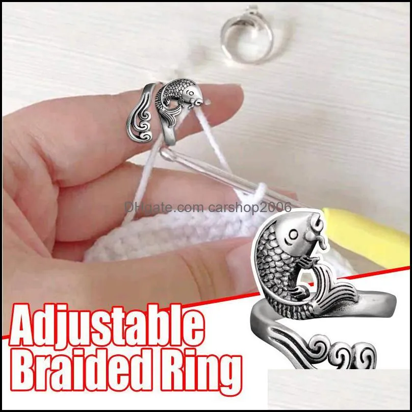Adjustable Knitting Loop Crochet Ring For Women Tool Finger Wear Thimble Sewing Accessories Gift