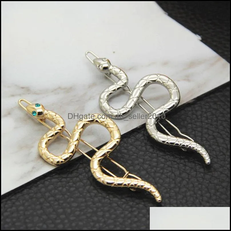 Famous Gold Silver Color Snake Hair Clip & Barrettes Accessories For Women Punk Unique Design Party Jewelry Simple Crystal Pins C3