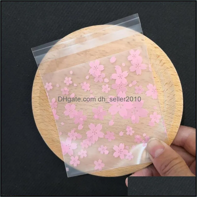 Transparent Flower Print Packaging Bags Self-adhesive Plastic Bag For Jewelry Rings Earrings Necklace Gift Bag C3