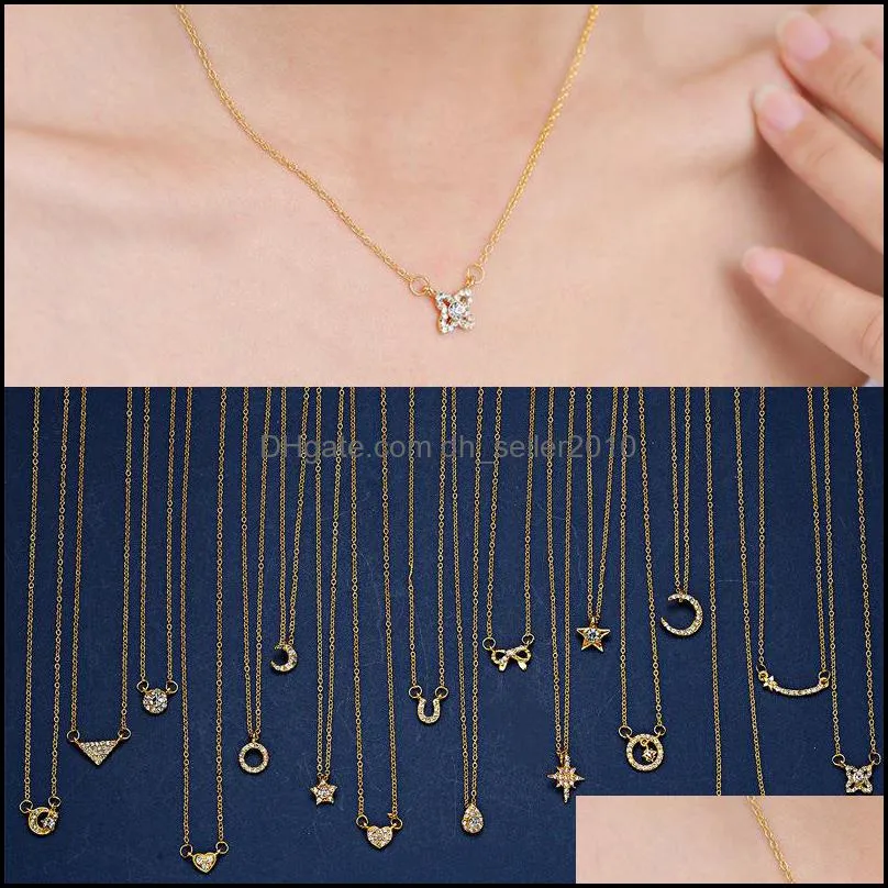 Popular Star Sky Paper Card Dogeared Necklace Series A Variety Of Diamond Pendant Clavicle Chain Women`s Personality Jewelry Wholesale