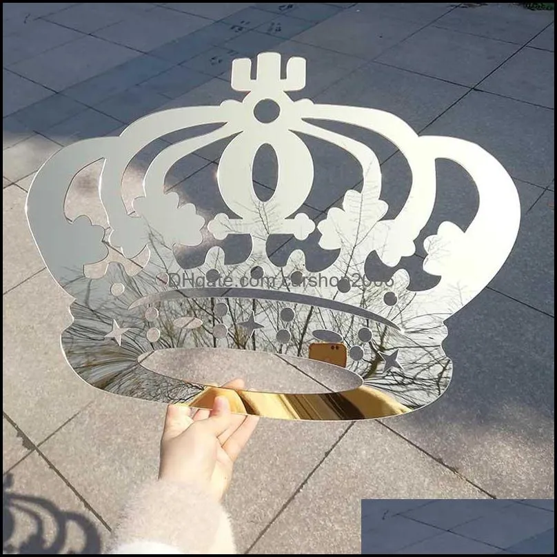 Personalized Gold Silver Mirror Acrylic Prince Princess Crown Room Wall Hanging Sign Wedding BabyShower GiftParty