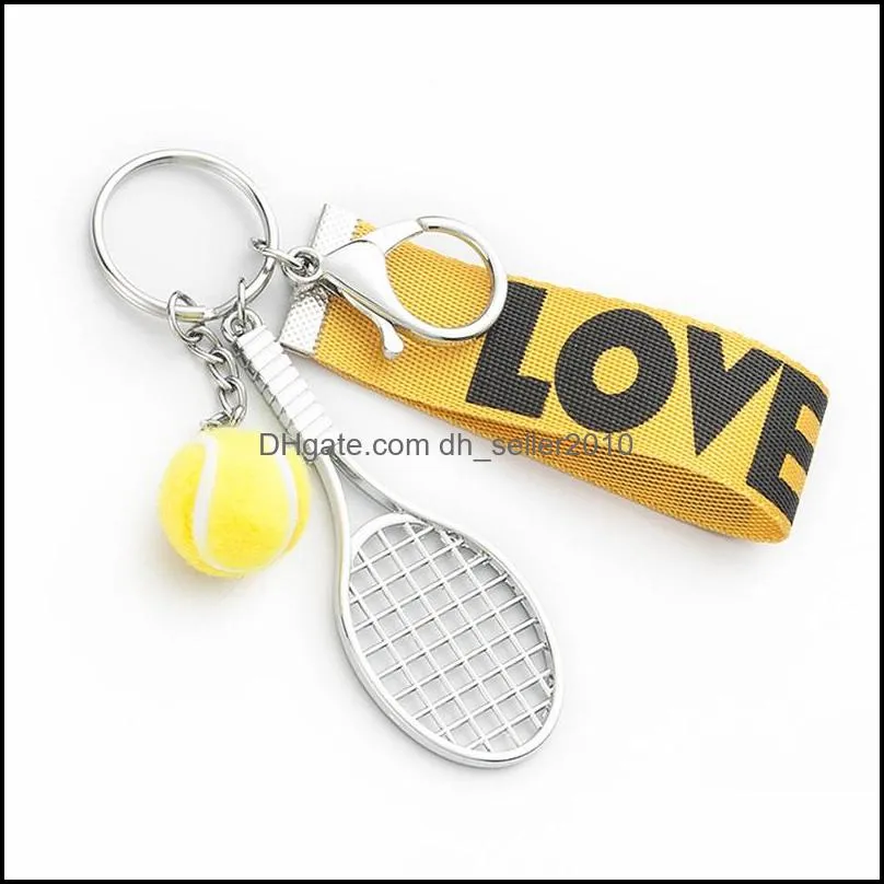 Mini Tennis Racket Keychain Creative Cute 6 Color Love Sport Keychains Car Bag Pendant Keyring Jewelry Gift Accessories C3