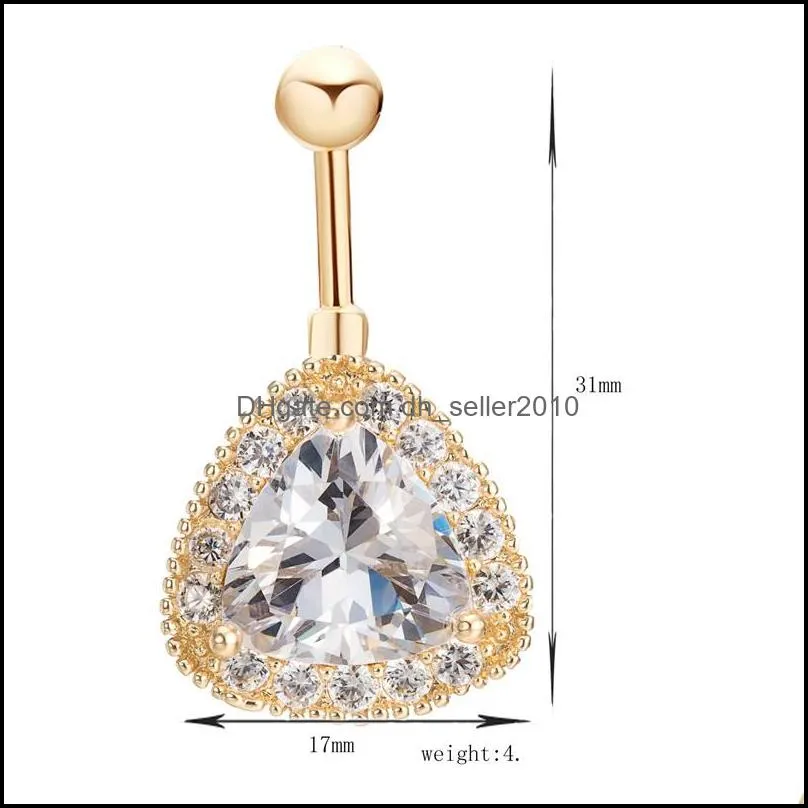 Big Clear CZ Crystal Diamond 18k Yellow Gold Plated Belly Ring Button Ring Body Piecing for Sexy Women C3