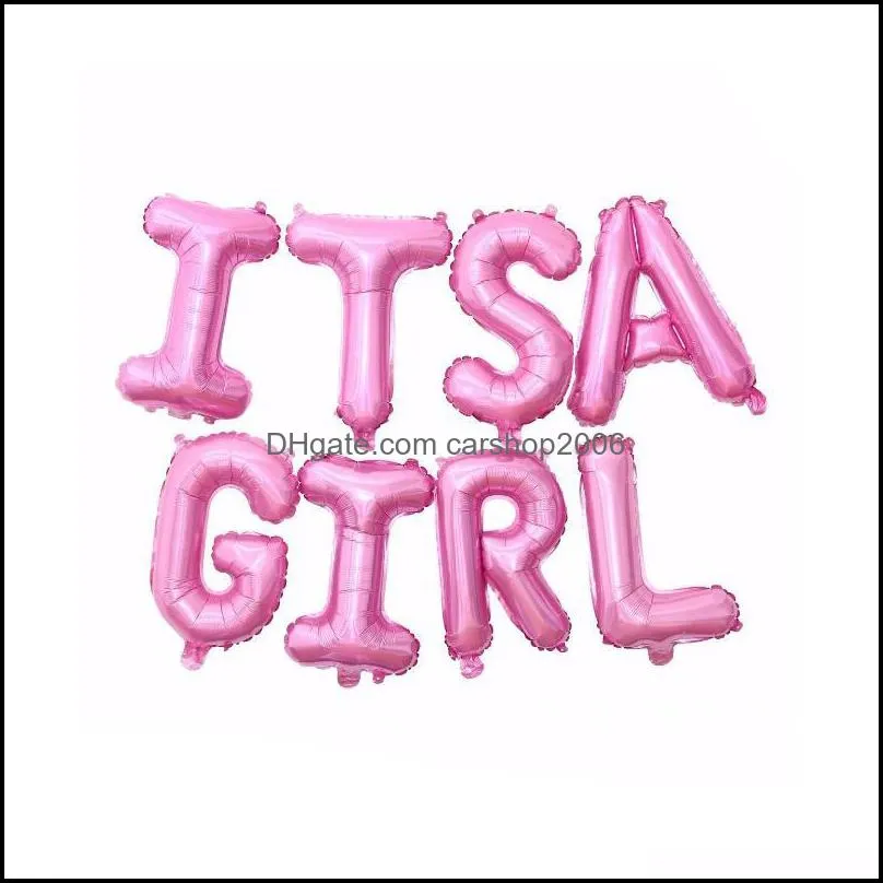 Its A Boy Girl Heart Baby Printed Babyshower Decorations Supplies Shower Born Birthday Balloon Banner