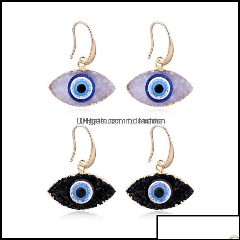 Pendant Necklaces Pendants Jewelry Simple Evil Eye Druzy Drusy Earrings Necklace Women Resin Imitation Natural Sto Dhjng