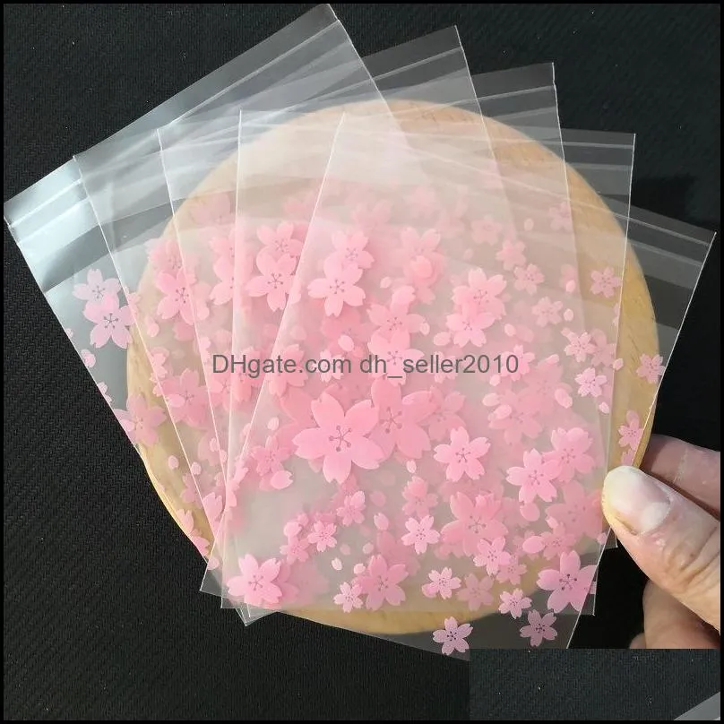 Transparent Flower Print Packaging Bags Self-adhesive Plastic Bag For Jewelry Rings Earrings Necklace Gift Bag C3