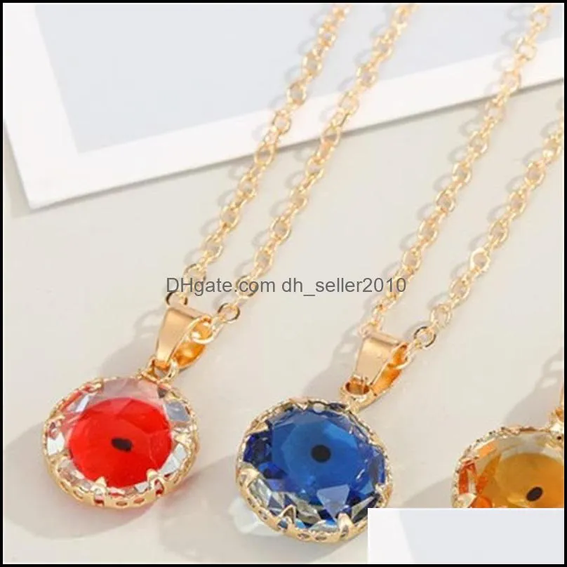 Fashion Jewelry Crystal Glass Evil Pendant Necklace Candy Color Blue Eyes Necklaces