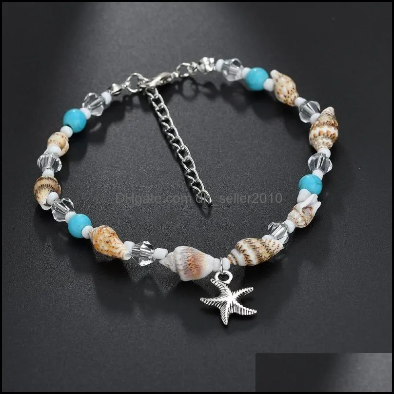 Shell Beads Starfish Anklets for Women Beach Anklet Leg Bracelet Handmade Bohemian Foot Chain Boho Jewelry Sandals C3