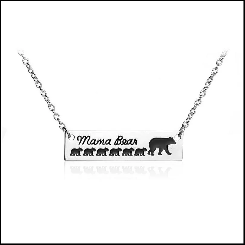 mom bear pendant necklace for women cute silver plating children pet tag chain necklace family mom jewelry gift