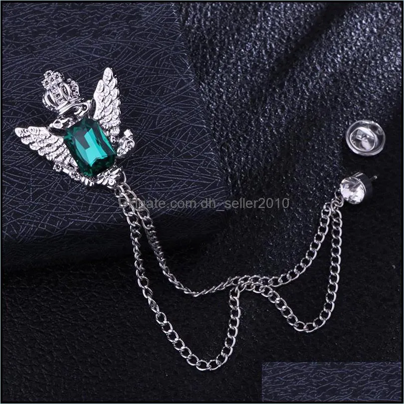 Bridegroom Rhinestone Chain Lapel Pin Badge Crystal Tassel Brooch Suit Jewelry Luxury Men Accessories C3