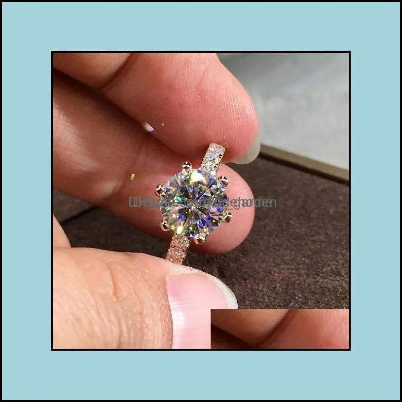 18K Rose Gold Jewelry White Nturl Zircon Ring For Women Round Se Nillos De Bizuteri Gemstone 18 K Dimond Rings Drop Delivery 2021 Band