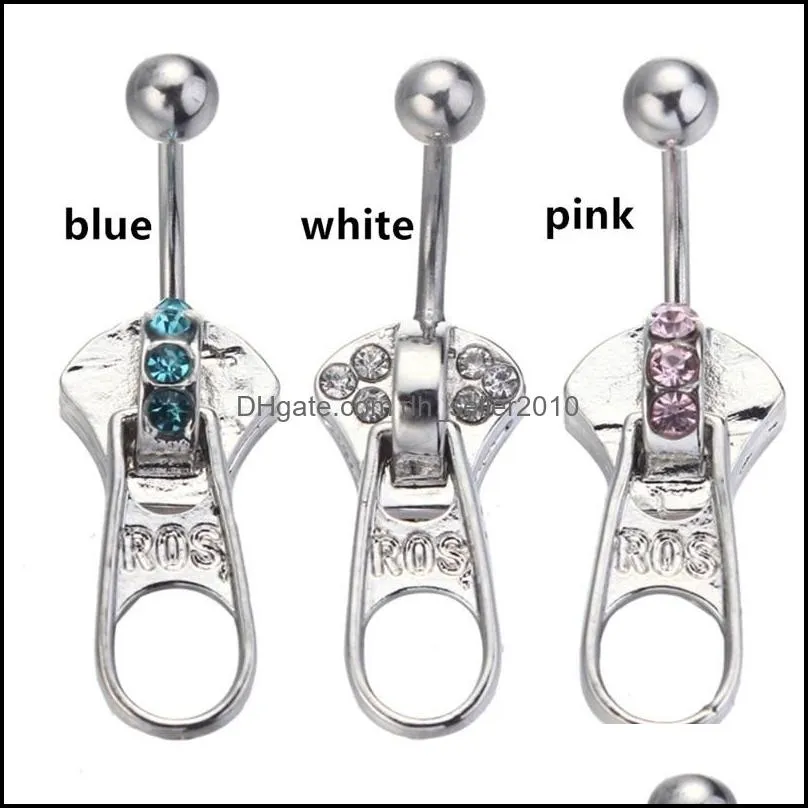 Zipper punk style belly button ring nail body jewelry piercing fashion Navel & Bell Buttons Rings C3