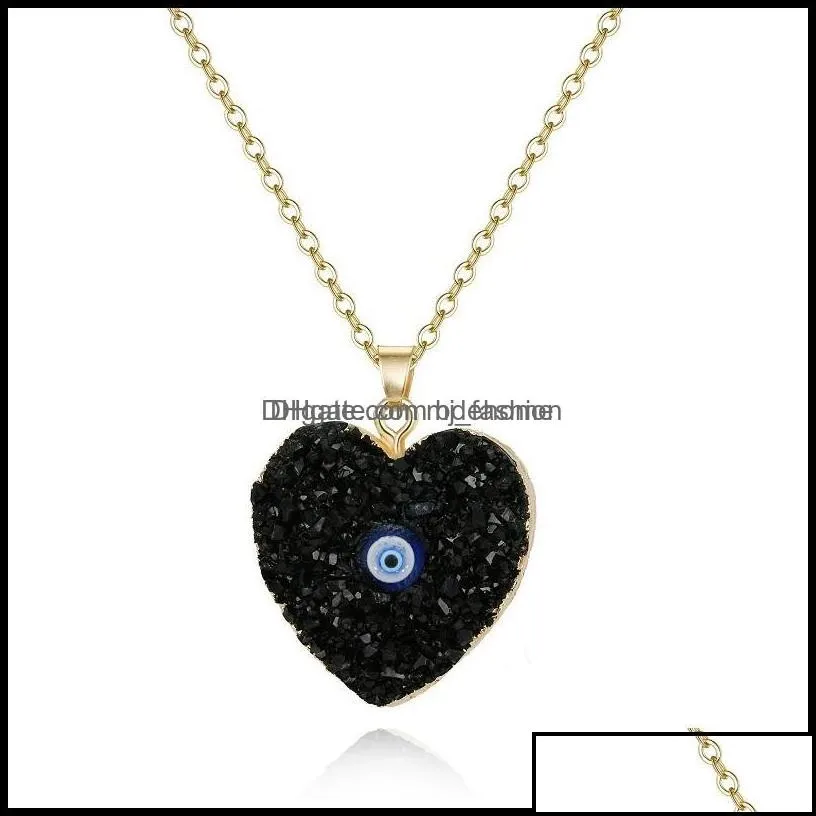 Pendant Necklaces Pendants Jewelry Simple Evil Eye Druzy Drusy Earrings Necklace Women Resin Imitation Natural Sto Dhjng