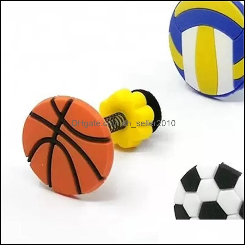 10pcs Charms Cartoon Sports Ball Shoe Accessories Football Basketball Buckle Decorations Fit Croc Wristband JIBZ Kids X-mas C3