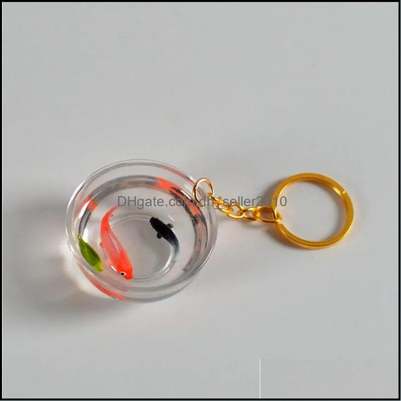 Creative Lucky Koi Keychain Fish Tank Goldfish Bag Pendant Fashion Ornaments for Friends Tourist Memorial Jewelry Gifts C3