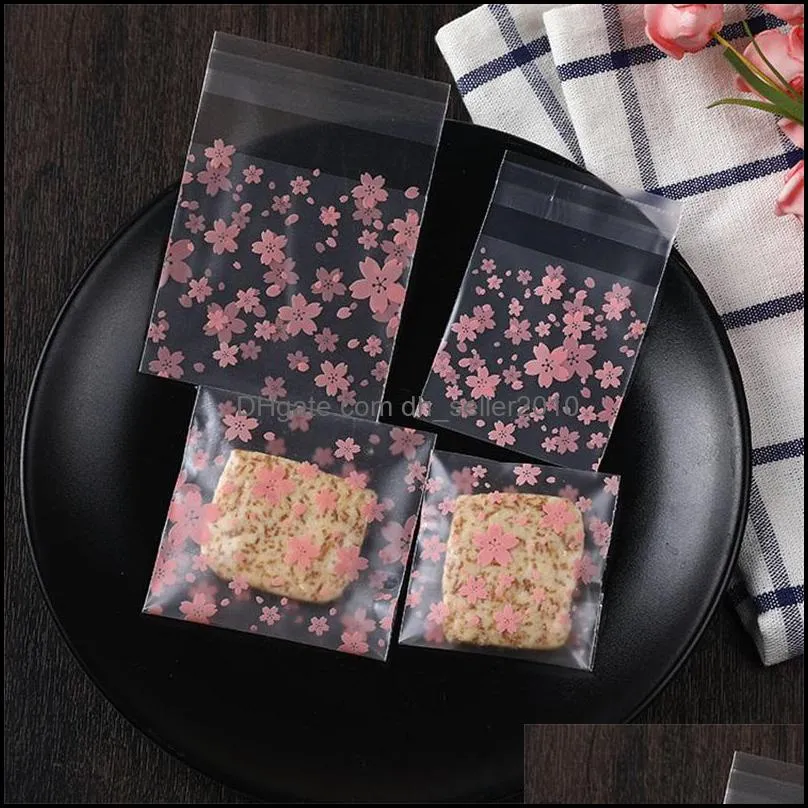 Transparent Flower Print Packaging Bags Self-adhesive Plastic Bag For Jewelry Rings Earrings Necklace Gift Bag C3