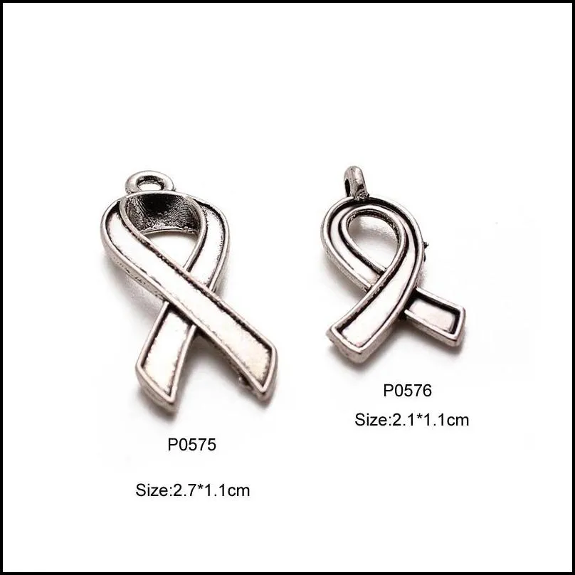 newest pink bow knot breast cancer pendants hollow opening lockets charms fit neckalces bracelets fashion inspirational jewelry