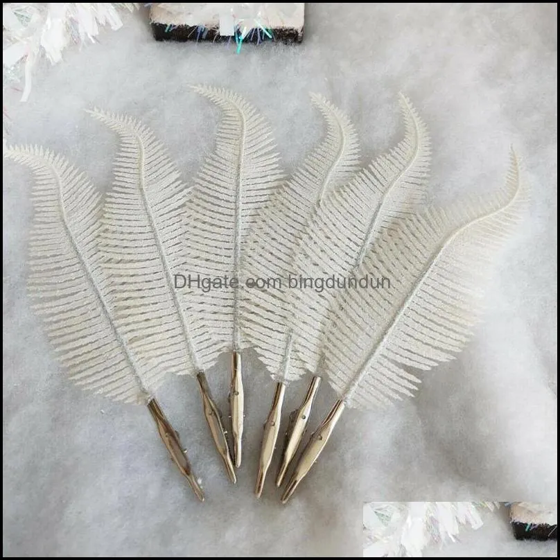 6pcs Fashion Feathers Christmas Tree Ornament Accessories Feather Glittering Clip Dressing Tool Wedding Decor