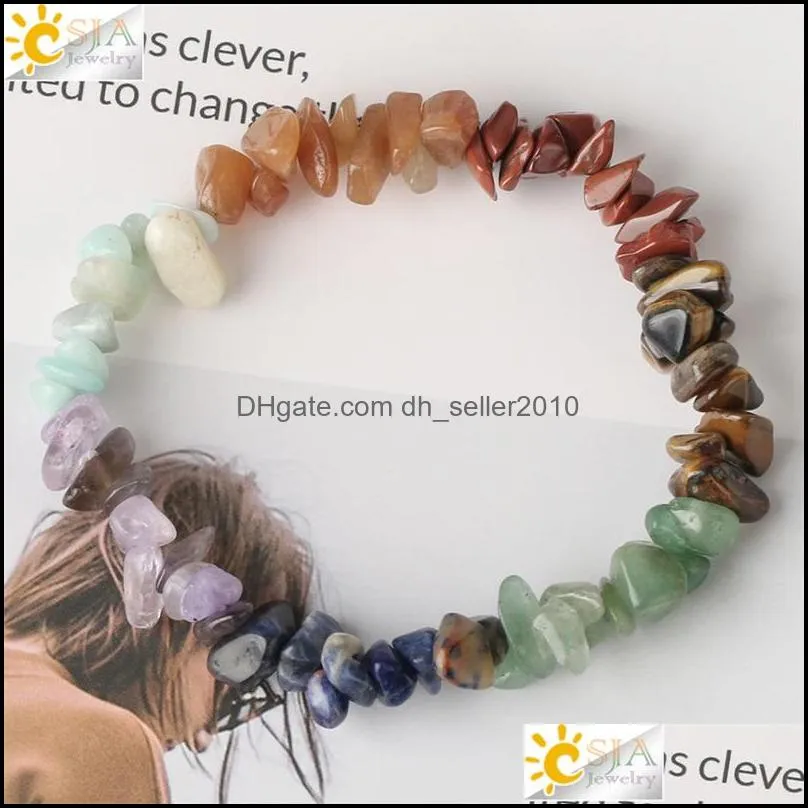 Reiki Natural Stone 7 Chakra Bracelets Healing Crystal Bracelet Chipped Gravel Beads Gifts for Women 2020 Pulseras 1675 V2