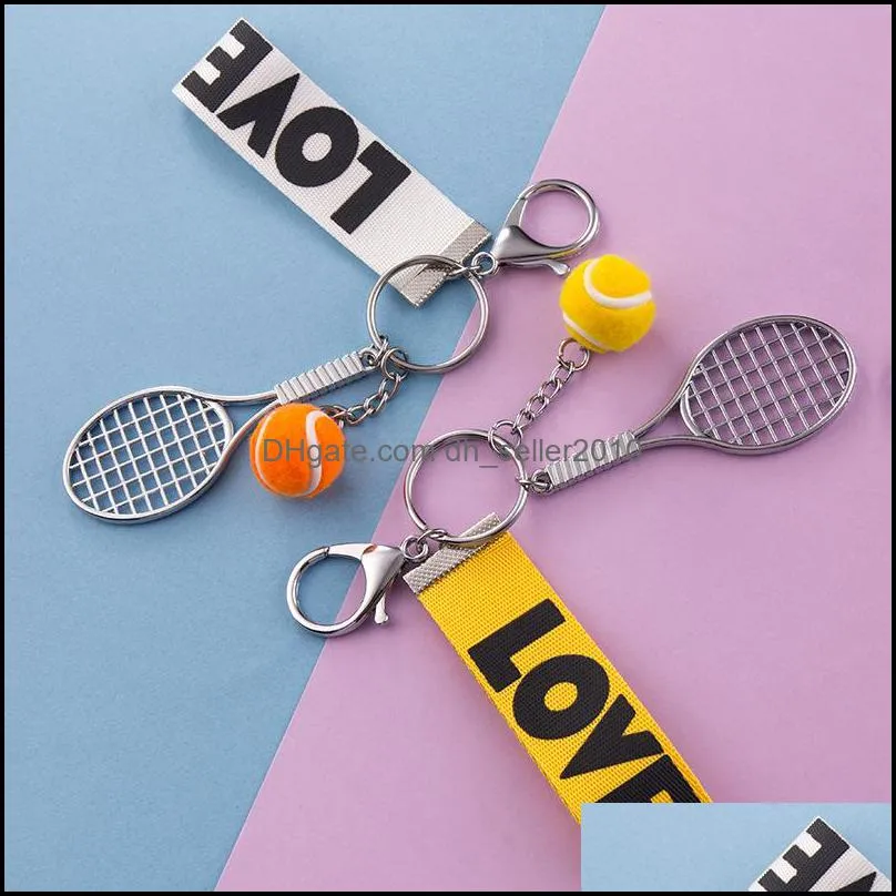 Mini Tennis Racket Keychain Creative Cute 6 Color Love Sport Keychains Car Bag Pendant Keyring Jewelry Gift Accessories C3