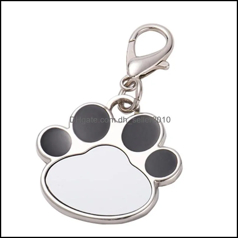 Sublimation Blank Keychain Pendant Creative Cat Paw Shape Keychains Heat Transfer Key Chain DIY Pet Keyring C3